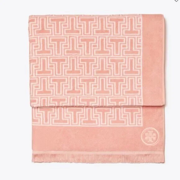 NWT! NEW!Tory Burch Oversized T-Tile Beach Towel - PInk - Picture 4 of 5